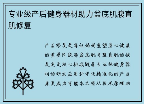专业级产后健身器材助力盆底肌腹直肌修复